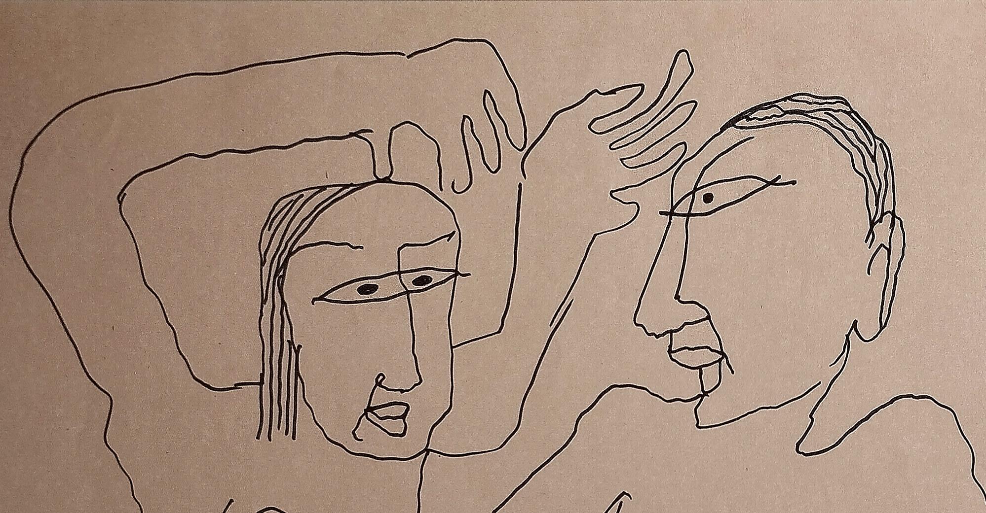 Ohne Titel, Tinte auf Papier des modernen indischen Künstlers Rabin Mondal 