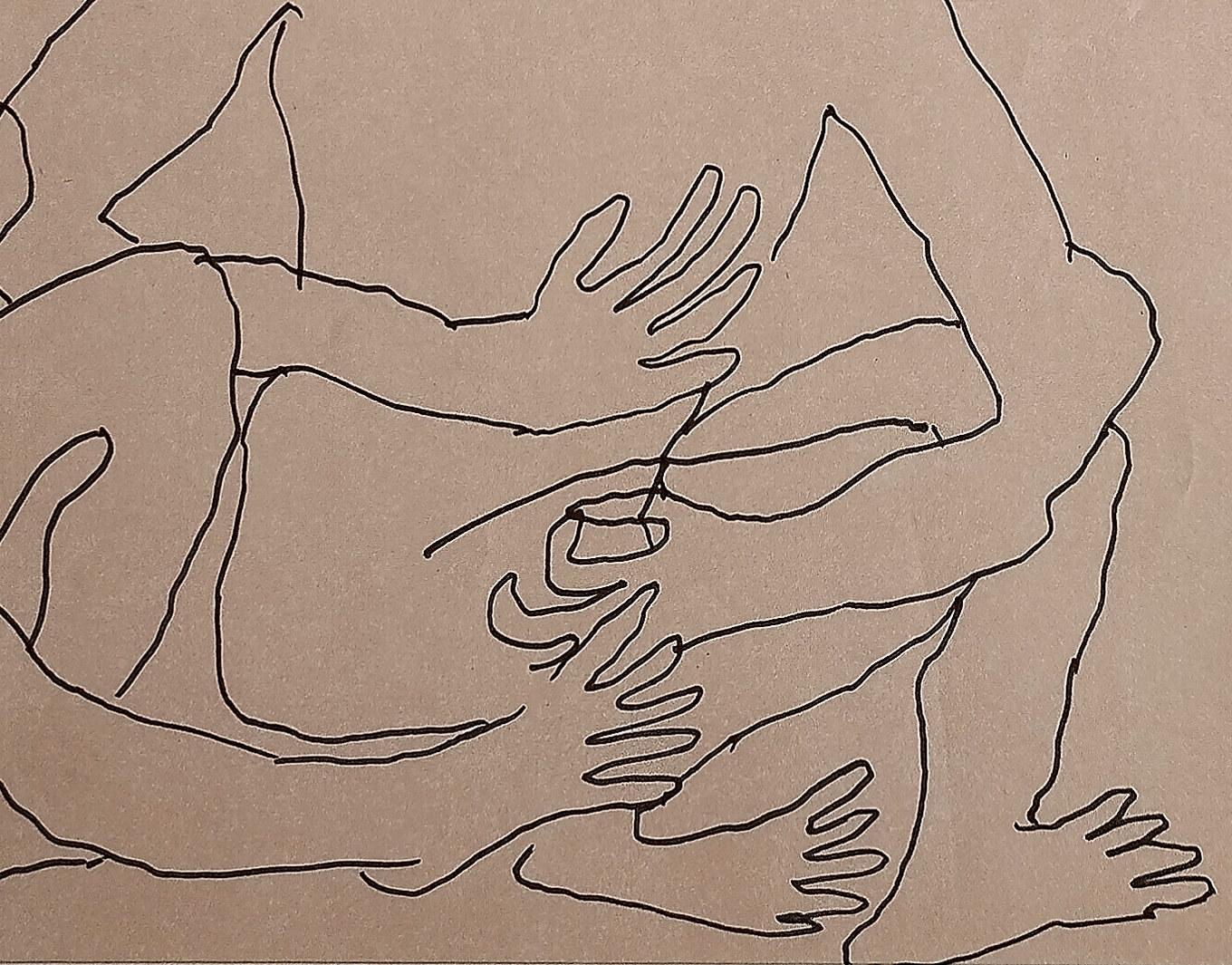 Ohne Titel, Tinte auf Papier des modernen indischen Künstlers Rabin Mondal 