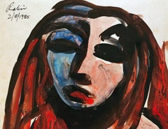 Ohne Titel, Mischtechnik auf Papier des modernen indischen Künstlers Rabin Mondal "Auf Lager"