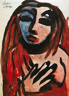 Untitled, Mixed Media on Paper par l'Artiste Indien Moderne Rabin Mondal "En Stock"