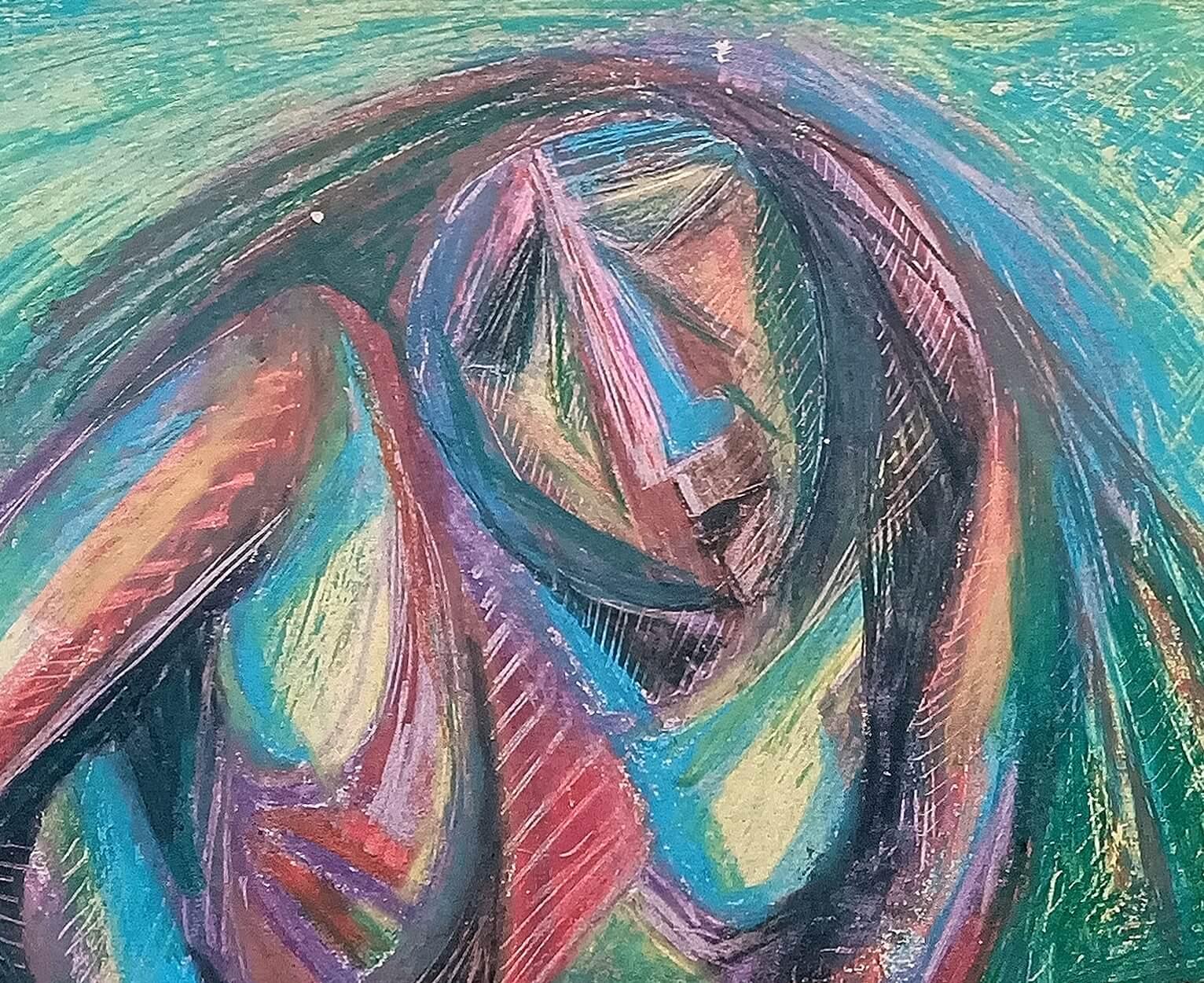 Sin título, Pastel sobre papel por el artista indio moderno Rabin Mondal 