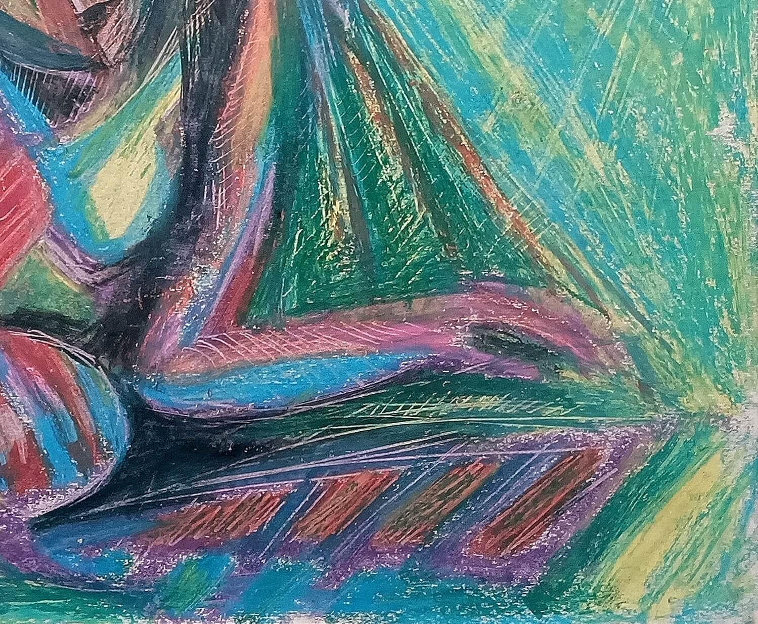 Sin título, Pastel sobre papel por el artista indio moderno Rabin Mondal 