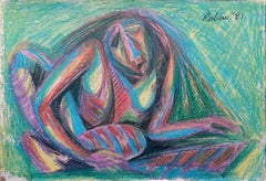Sin título, Pastel sobre papel por el artista indio moderno Rabin Mondal "En Stock"