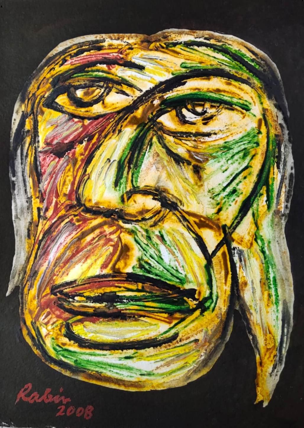 Rabin Mondal - Visage ; Aquarelle sur papier
9.6 x 12.8 pouces (non encadré) ; 2008
(  L'expédition se fera dans un emballage prêt à être accroché  )

Mondal était un observateur attentif des différents travailleurs migrants qui vivaient le long de