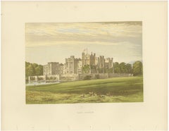 Raby Castle, County Durham, Antique Morris Woodblock Print, circa 1870