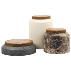Racchiuso, Contemporary Storage Vessels or Sculptures in Marble and Wood