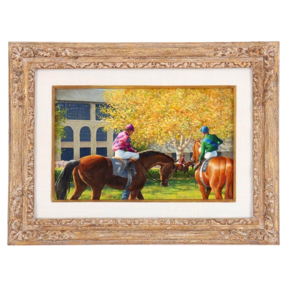 "Día de la carrera" Pintura de carreras de caballos de Jenness Cortez