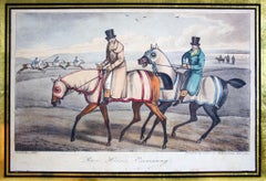 “Race Horses. Exercising” Figurative Print on Paper, 19th Century, Animal, Horse