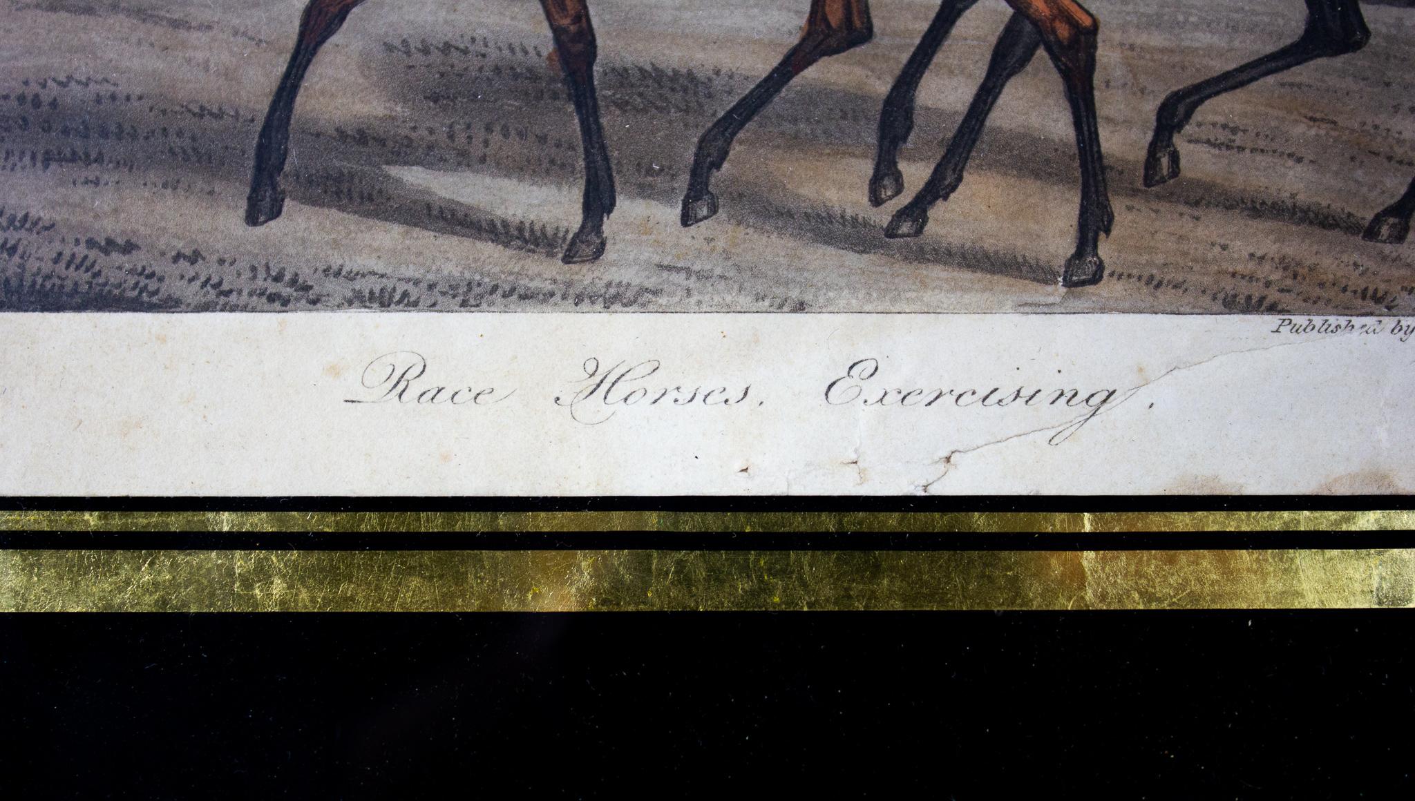 Sporting Art “Race Horses. Exercising” Figurative Print on Paper, 19th Century, Animal, Horse For Sale