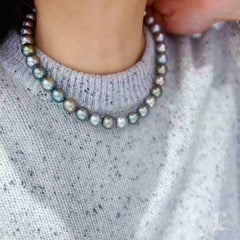 RARE-PSL Queen Certificate Aurora 12-13.6mm Multicolor Tahitian Pearl Necklace