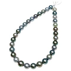 RARE-PSL Queen Certificate Aurora 12-13.6mm Multicolor Tahitian Pearl Necklace
