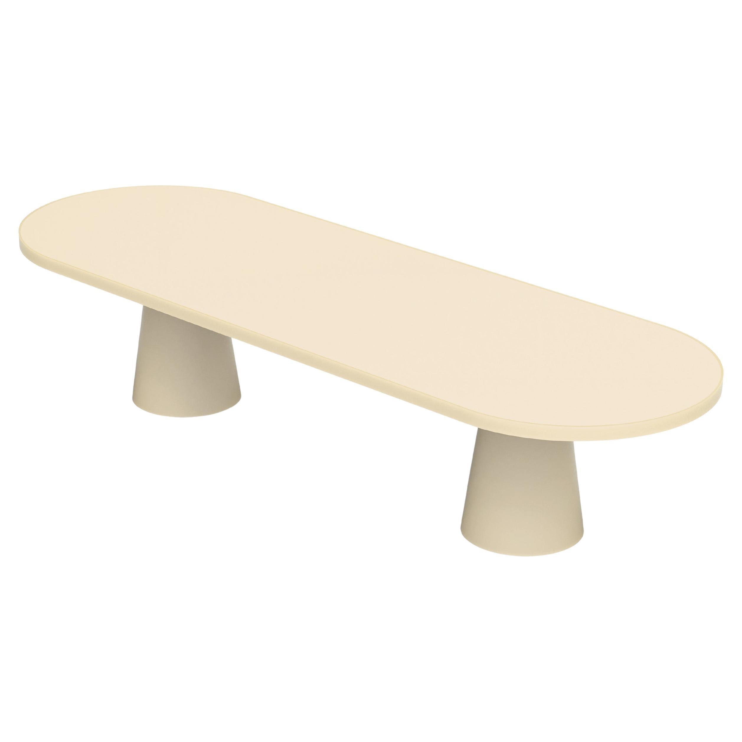Race Track Oval Epoxy Resin Dining Table Two Round Tapered Pedestals by Facture For Sale