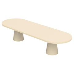 Race Track Oval Resin Dining Table with Two Round Tapered Pedestals by Facture