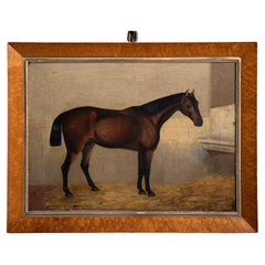 Antique Racehorse Oil Painting, England circa 1890