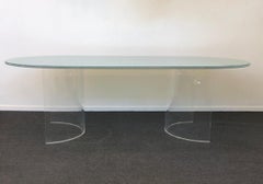 Racetrack Crackle Glass and Lucite Dining Table by Steve Chase