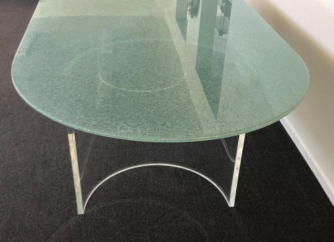 Late 20th Century Racetrack Crackle Glass and Lucite Dining Table by Steve Chase