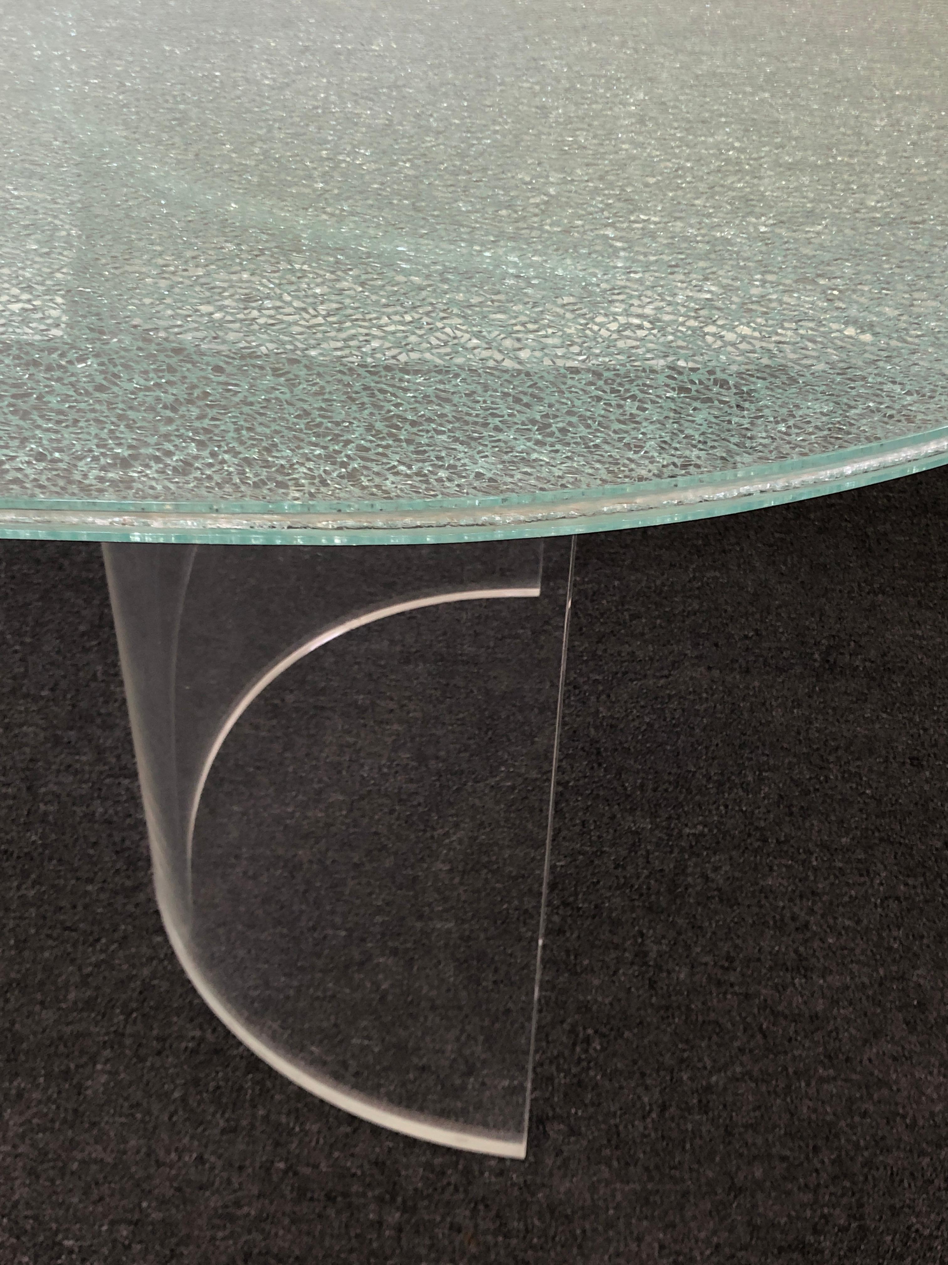 Racetrack Crackle Glass and Lucite Dining Table by Steve Chase In Good Condition In Palm Springs, CA