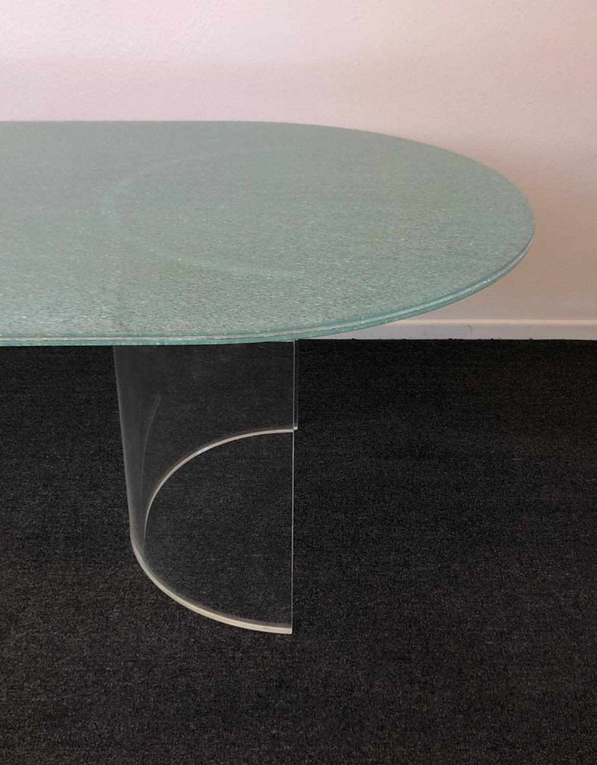 Racetrack Crackle Glass and Lucite Dining Table by Steve Chase 1