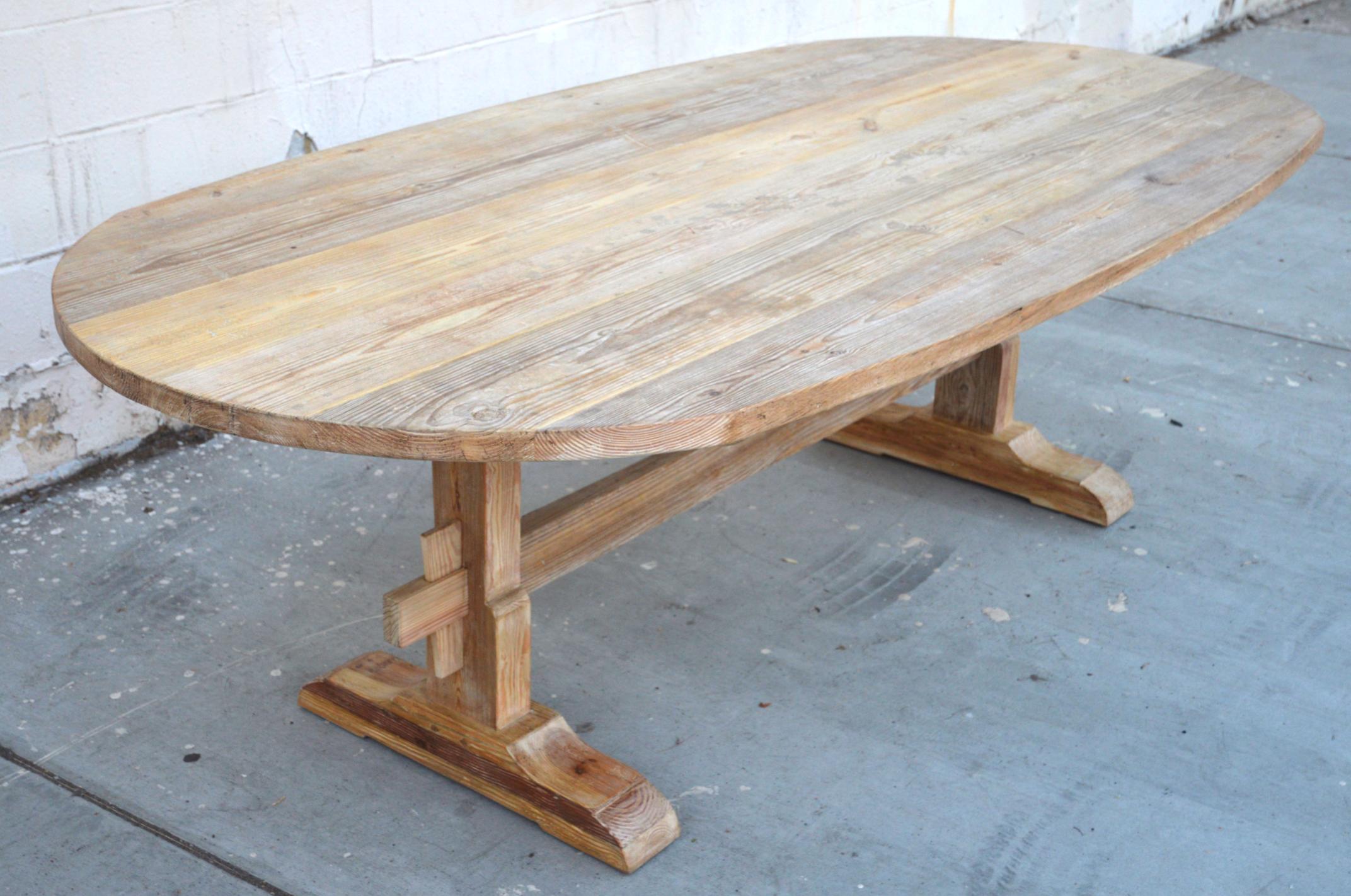 This reclaimed pine farm table is seen here in 96