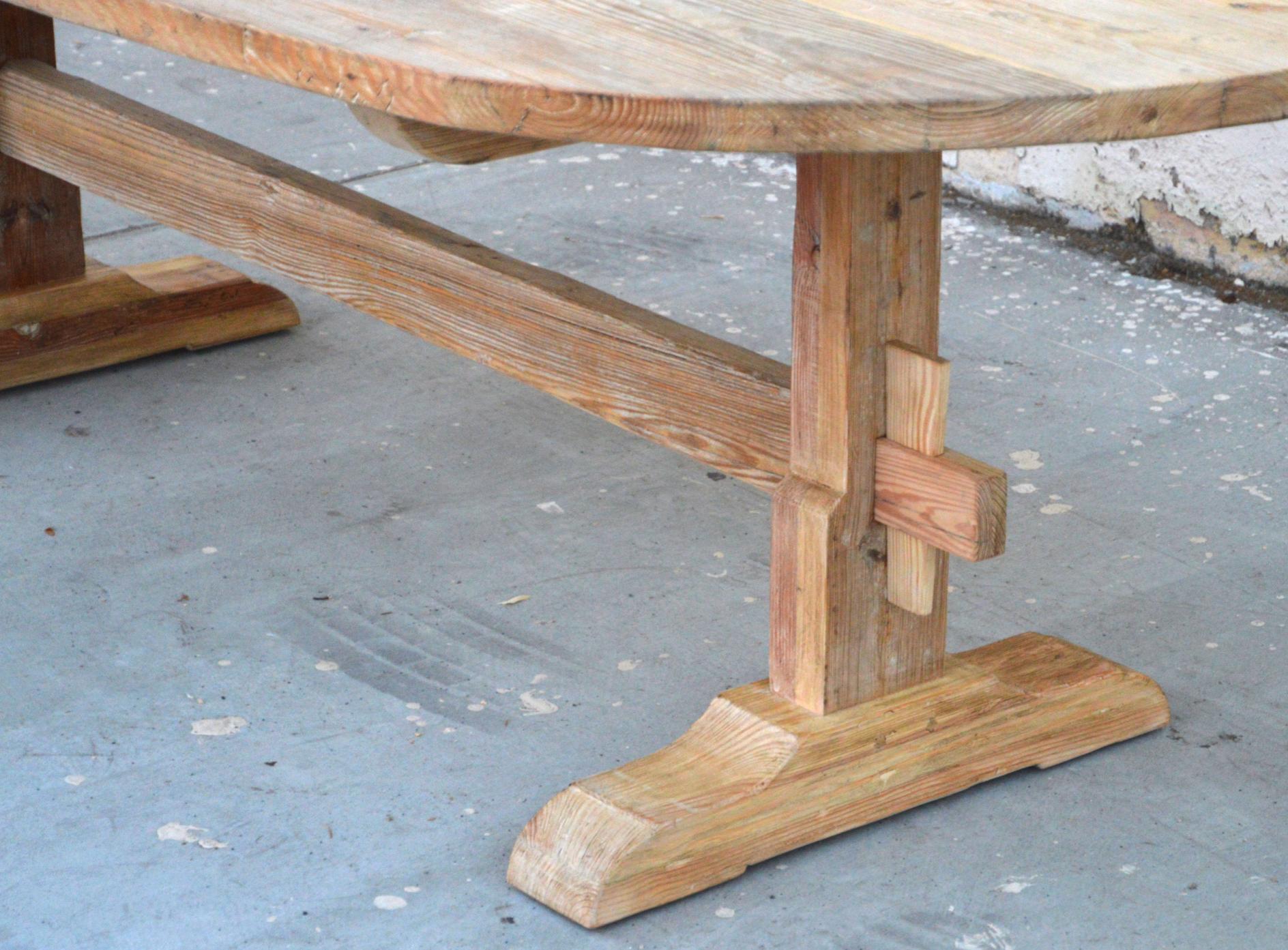 Country Evy Trestle Table Made from Reclaimed Pine (custom) For Sale