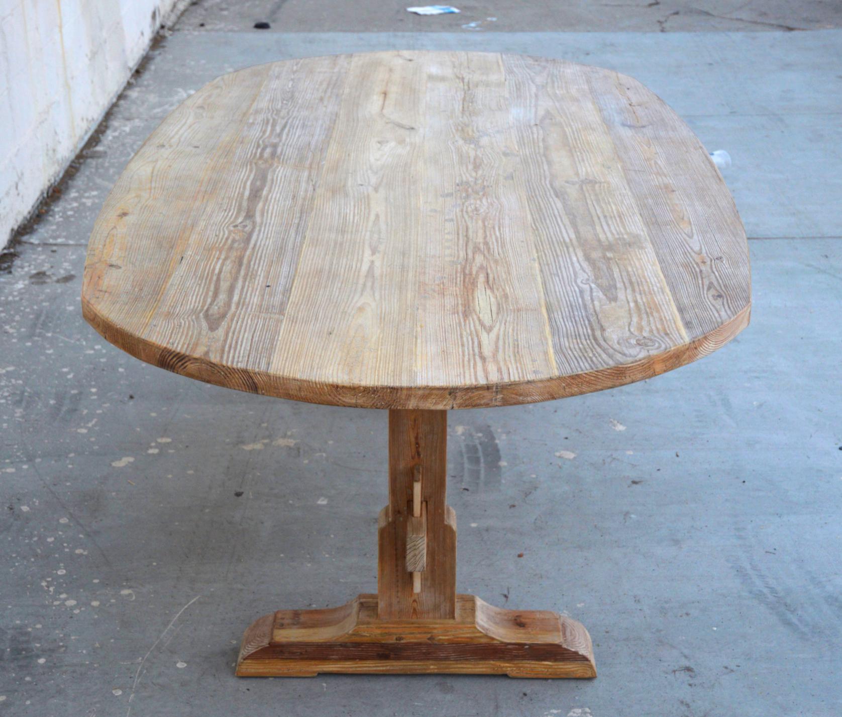 American Evy Trestle Table Made from Reclaimed Pine (custom) For Sale