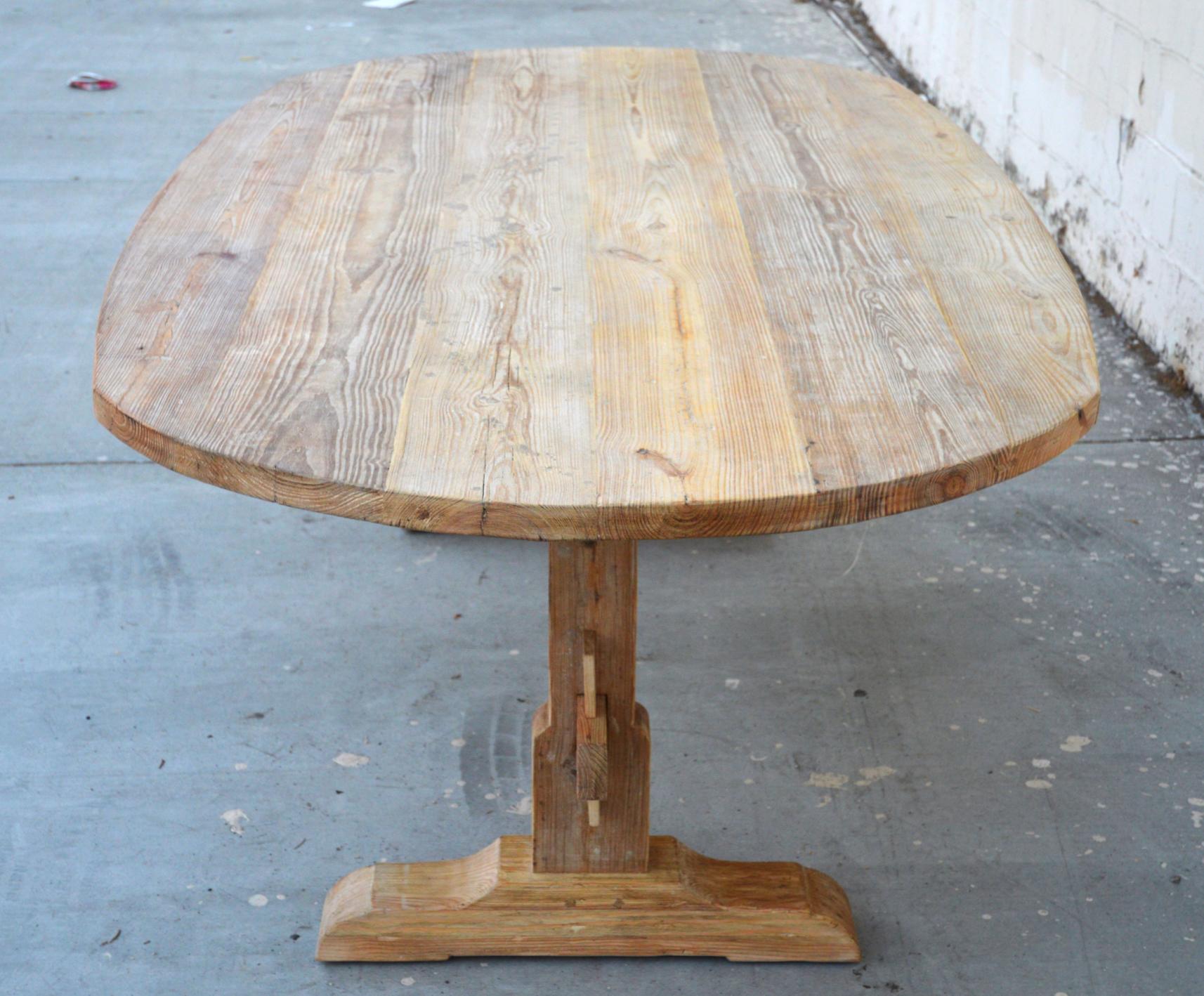 Hand-Crafted Evy Trestle Table Made from Reclaimed Pine (custom) For Sale