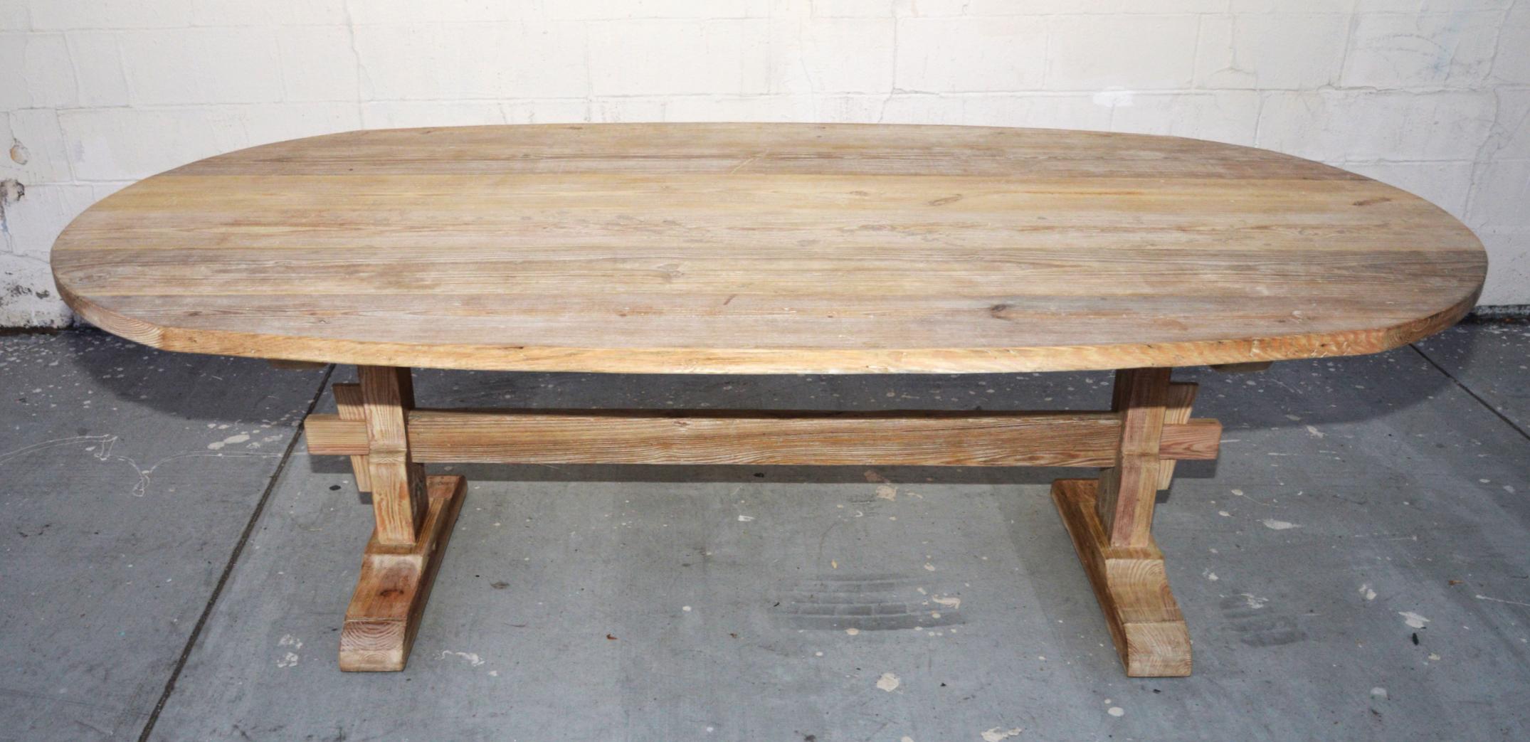 Evy Trestle Table Made from Reclaimed Pine (custom) In New Condition For Sale In Los Angeles, CA