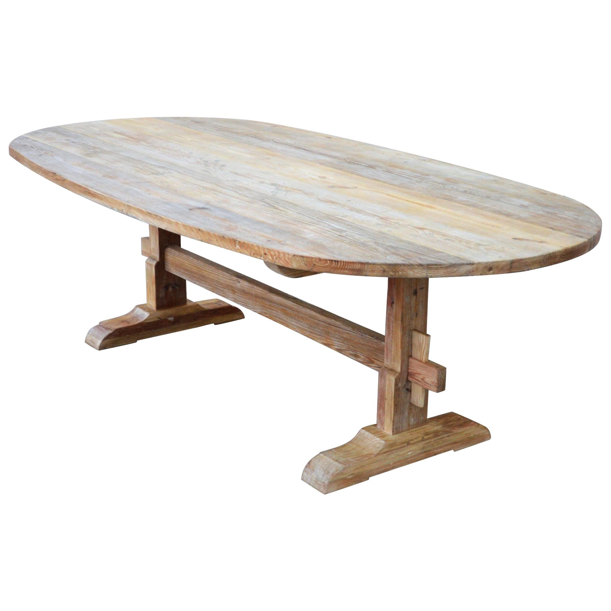 Evy Trestle Table Made from Reclaimed Pine (custom) For Sale