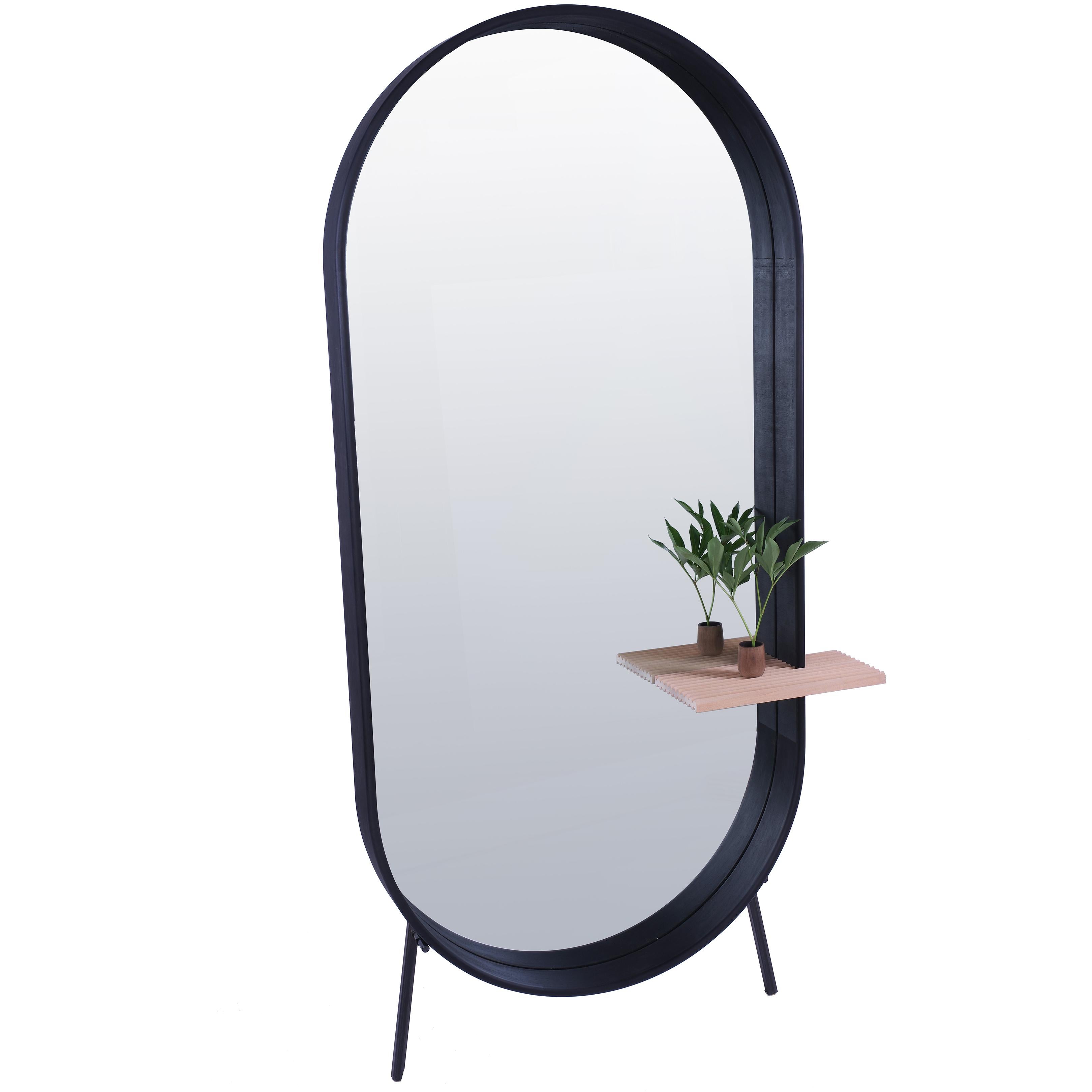 Racetrack mirror, contemporary floor mirror with shelf by Pat Kim. For Sale  at 1stDibs | full length mirror with shelf, floor mirror with shelf,  designer floor mirror