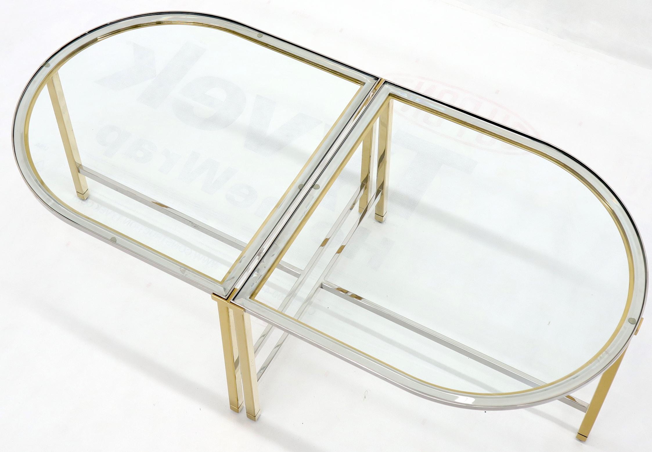 Mid-Century Modern Racetrack Oval Shape Two Pieces Coffee Table For Sale