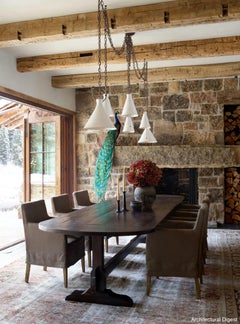 Evy Racetrack Trestle Table Made from Reclaimed Pine