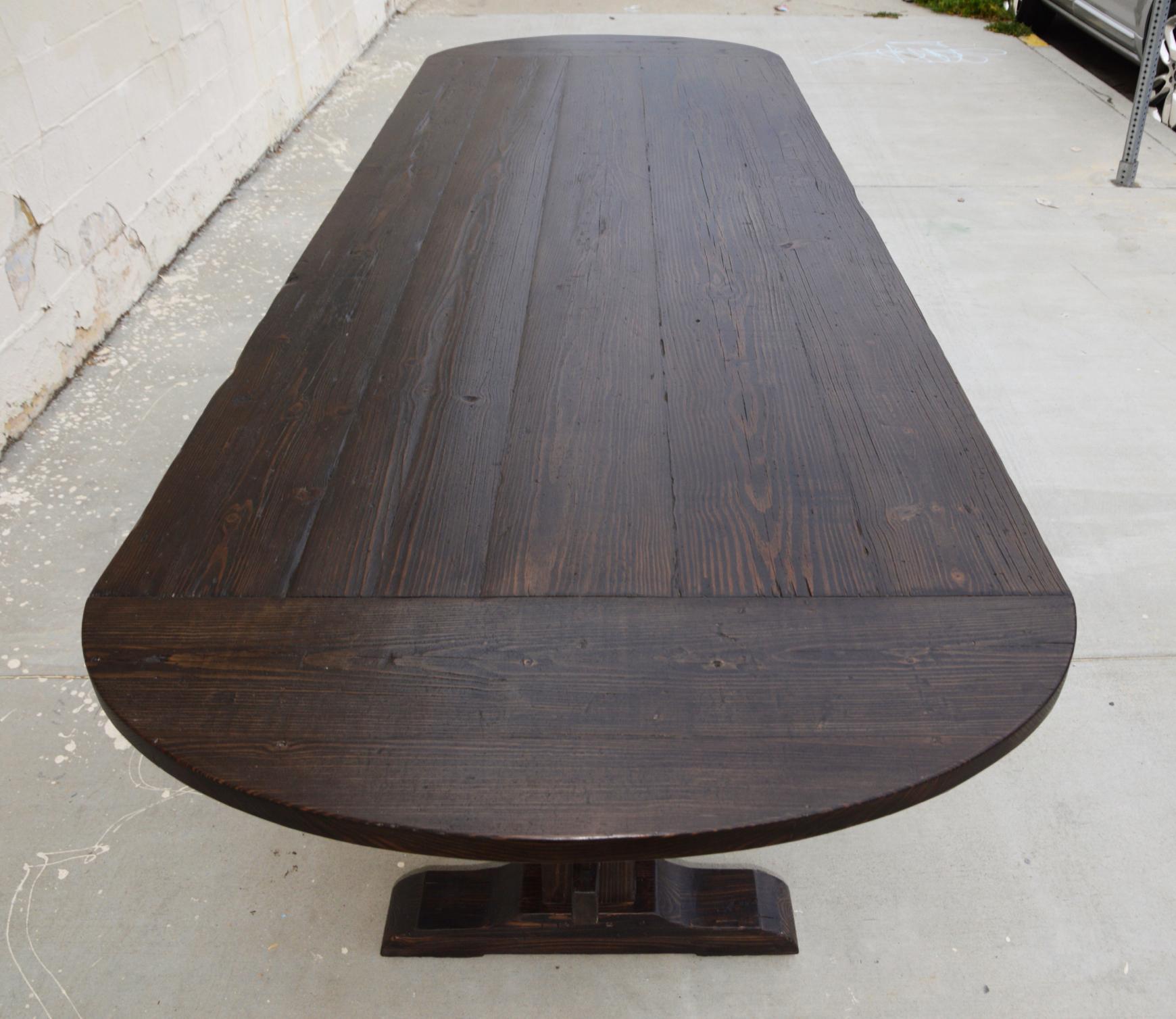 Country Racetrack Trestle Table Made from Reclaimed Pine For Sale
