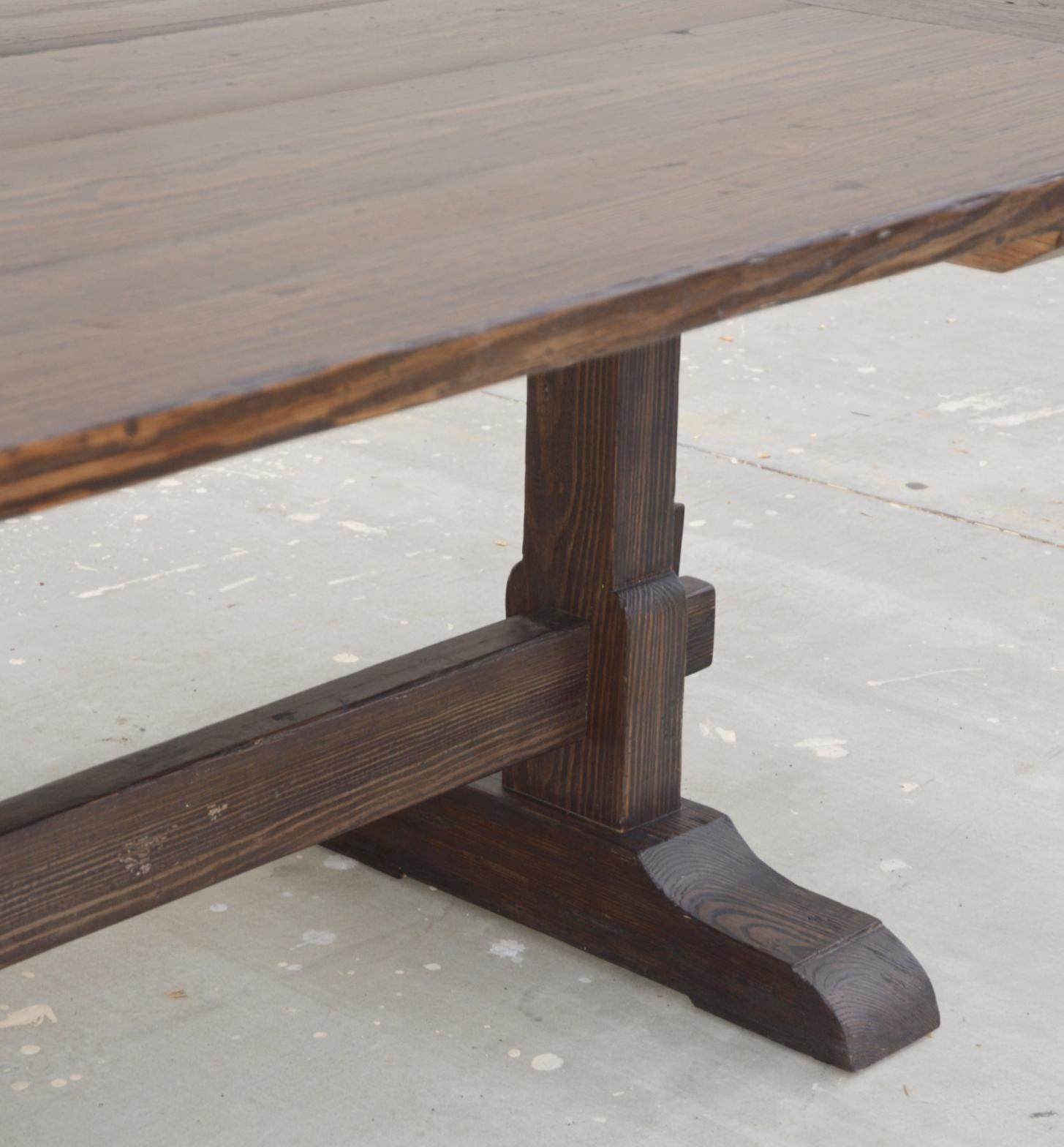 Racetrack Trestle Table Made from Reclaimed Pine In New Condition For Sale In Los Angeles, CA