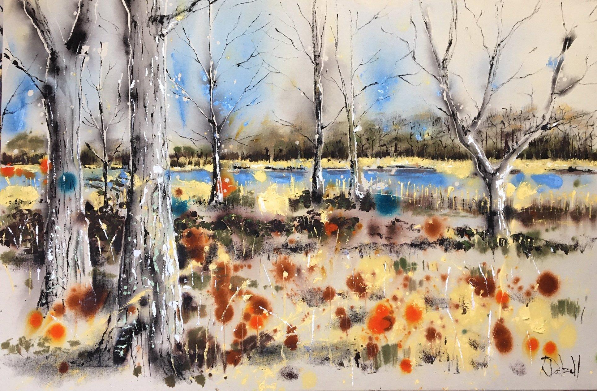 A Place to Wander by Rachael Dalzell, Acrylic on canvas with wooden tray frame