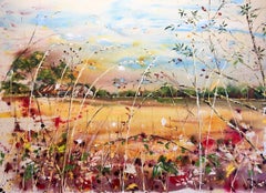 Across the Fields in Autumn by Rachael Dalzell.  Acrylic on canvas