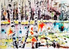 At the Water’s Edge by Rachael Dalzell.   Acrylic Paint on Paper - Wooden Frame