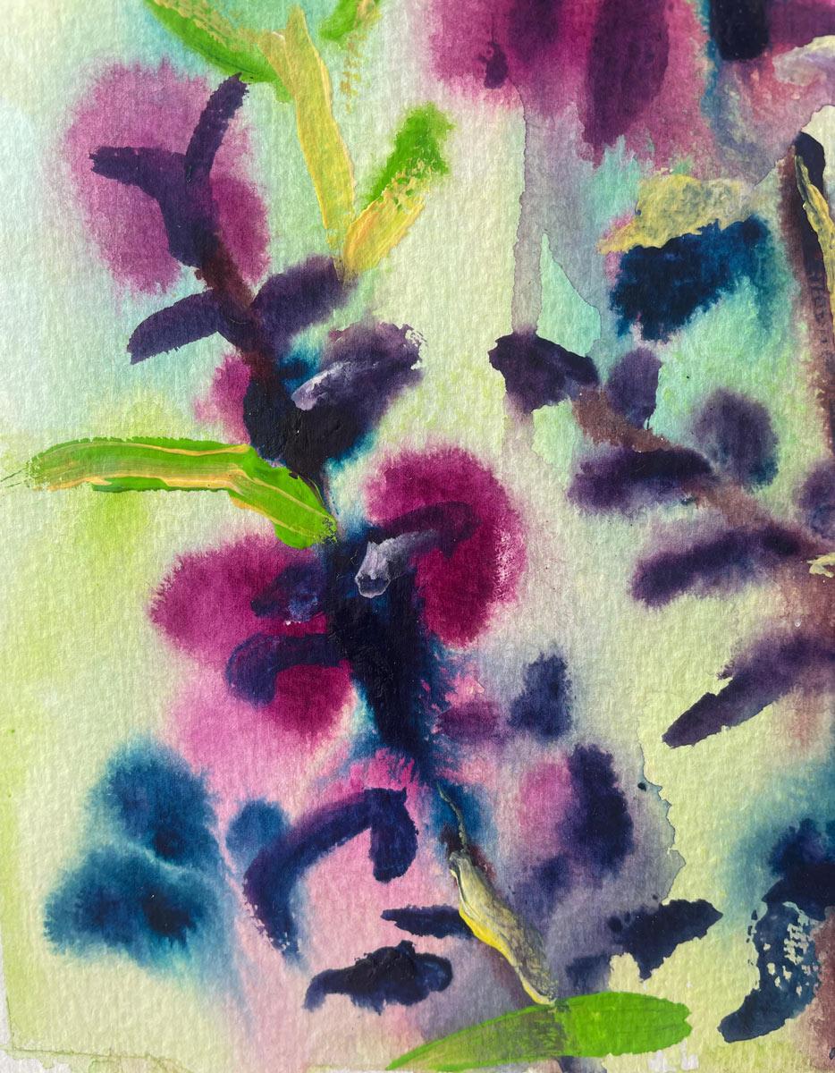 Beds of bloom. by Rachael Dalzell. Acrylic on paper. For Sale 3