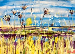 Beyond the beaches dunes of sand by Rachael Dalzell. Acrylic on paper.