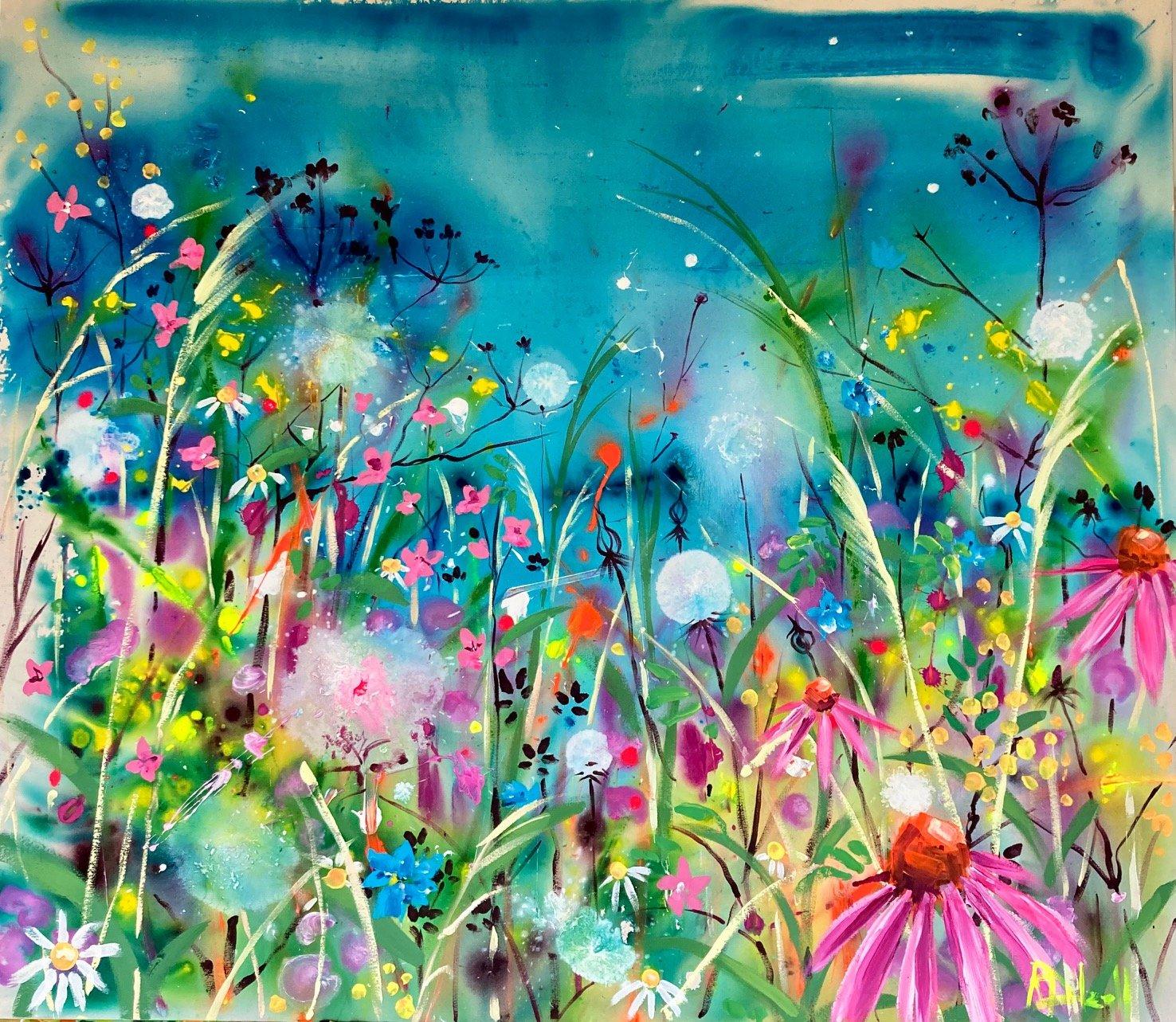 Blue Skies and Butterflies - Painting by Rachael Dalzell