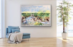 Boats at Low Tide by Rachael Dalzell.  Acrylic on canvas with tray frame