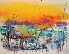 Bateaux au coucher du soleil