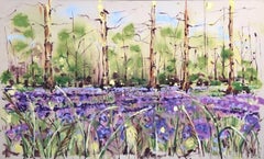 Carpet of Bluebells, Rachael Dalzell, Acrylic on Canvas with Tray Frame