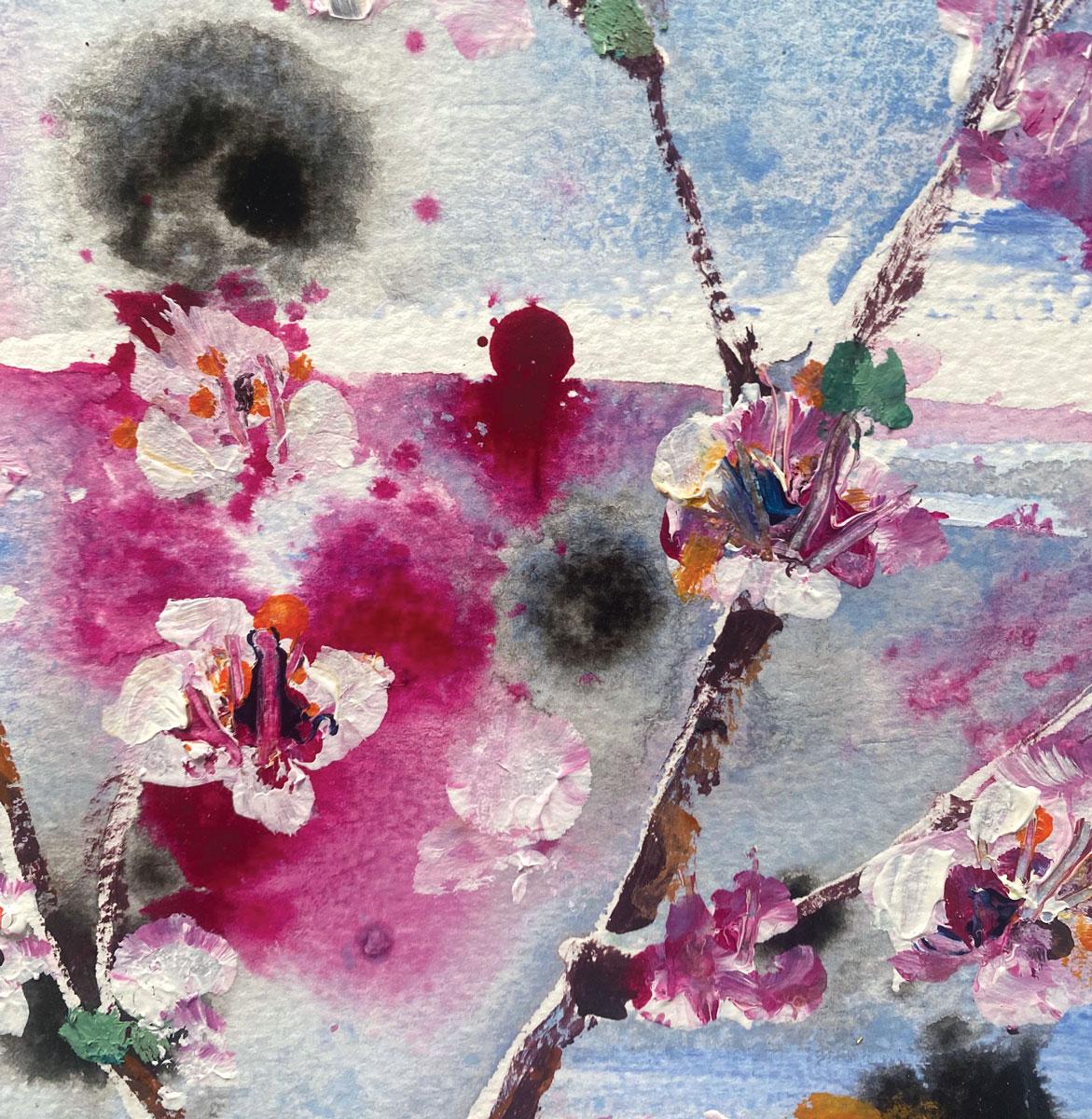 Cherry Blossom by Rachael Dalzell. Acrylic on paper.  For Sale 2
