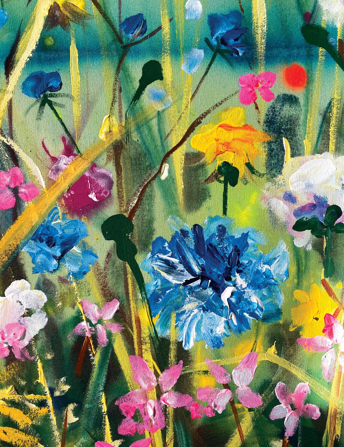 Kornblumenblau von Rachael Dalzell, Acryl auf Leinwand im Angebot 1