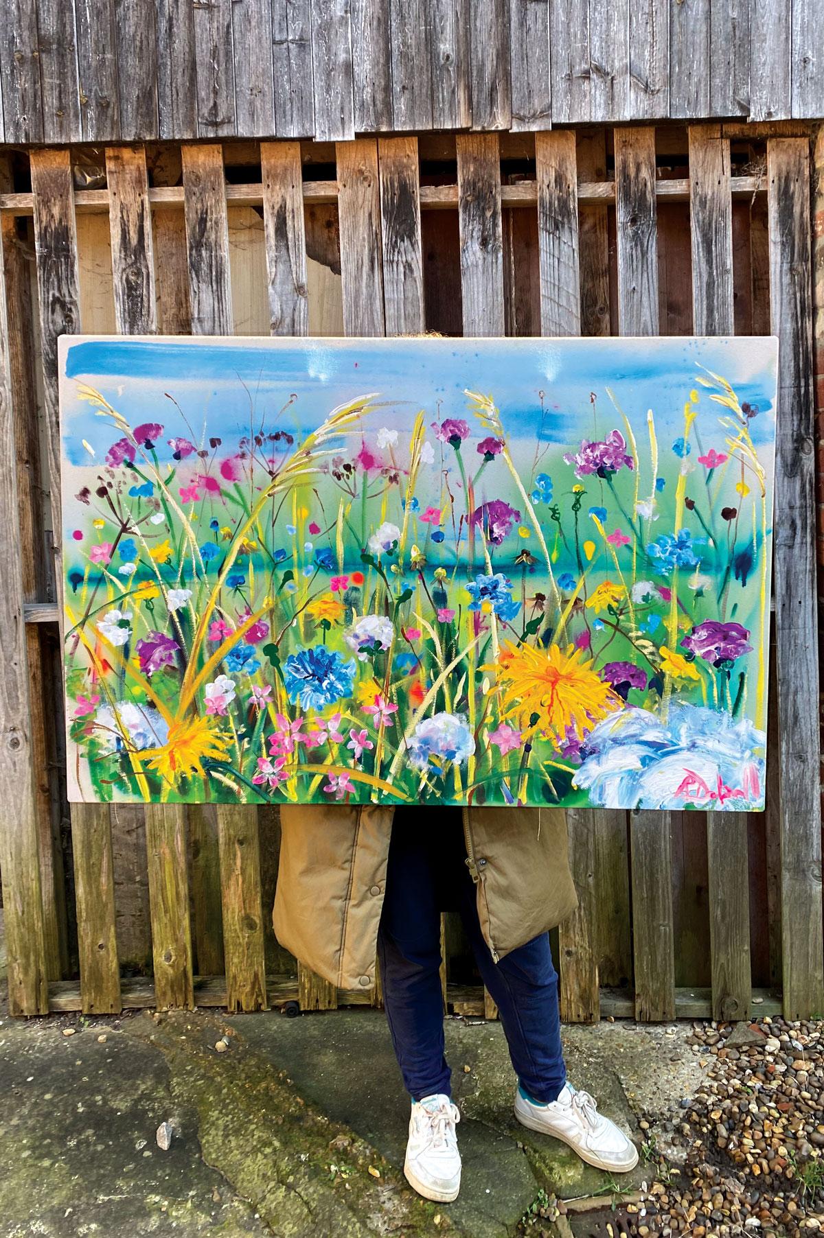 Kornblumenblau von Rachael Dalzell, Acryl auf Leinwand im Angebot 2