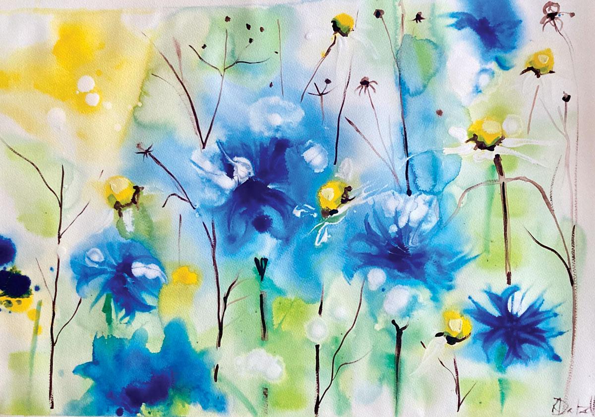 Kornblumen und Gänseblümchen