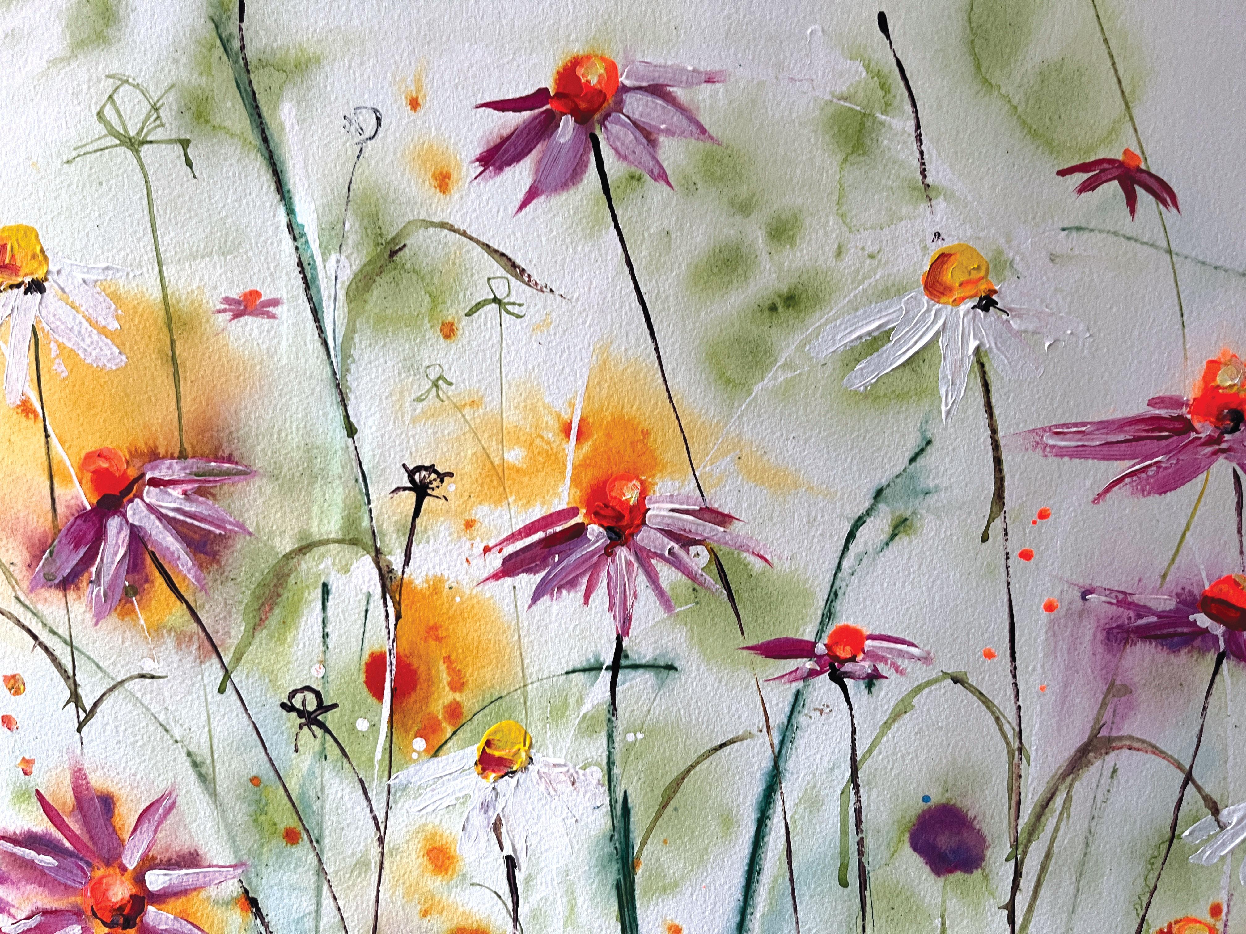 loose watercolor daisies