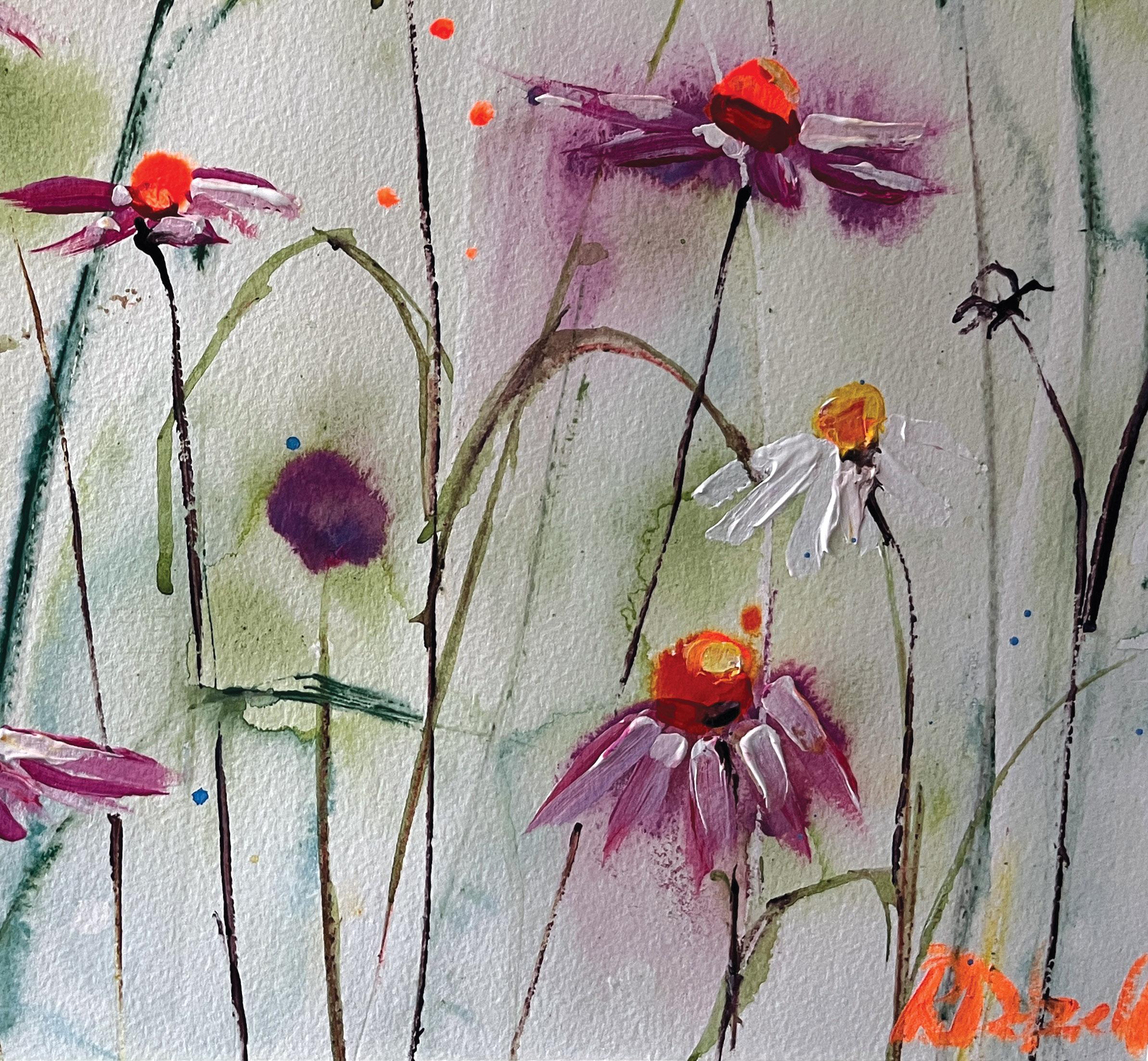 Dancing with daisies - Impressionist Painting by Rachael Dalzell