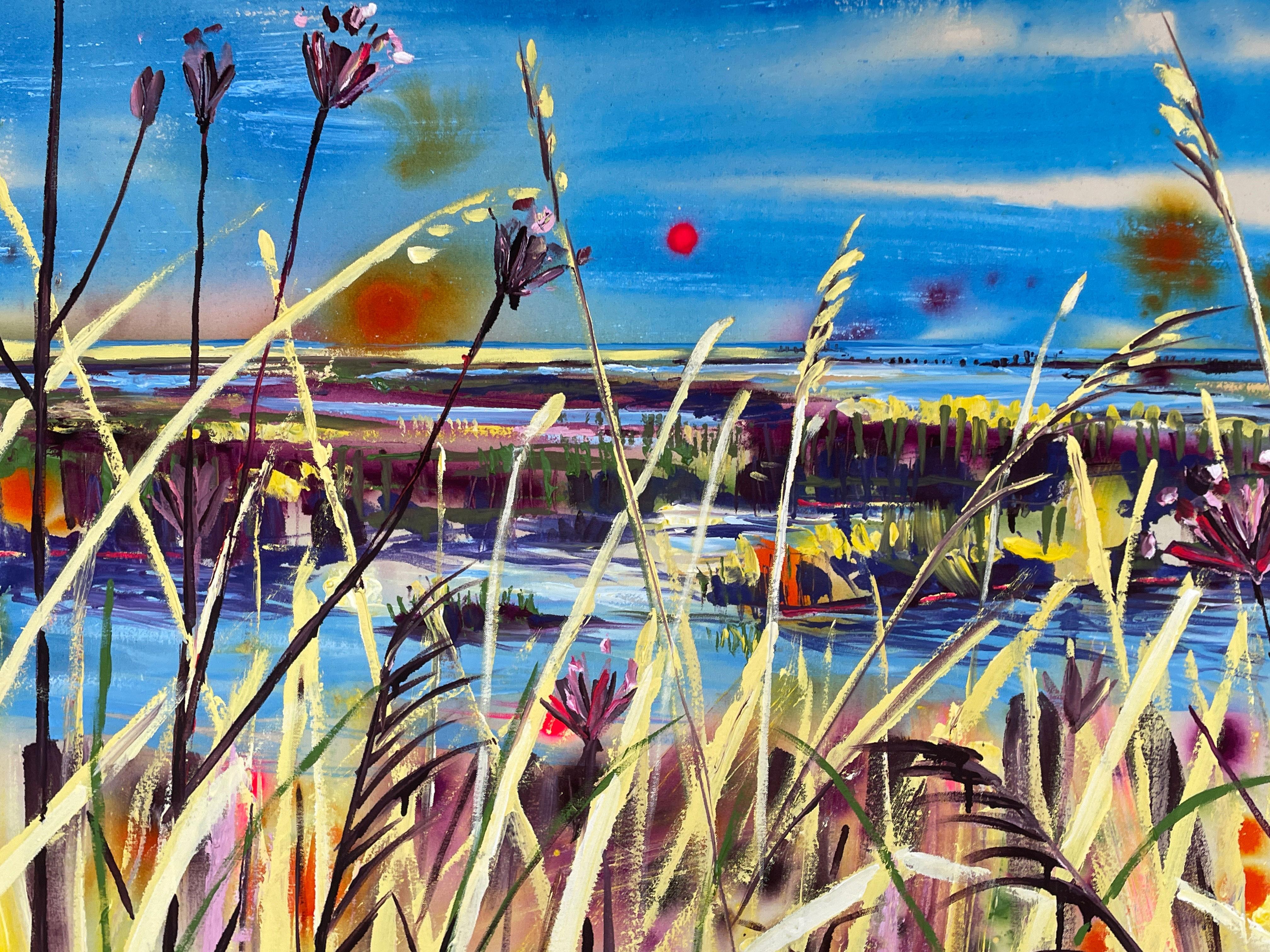 Down by the marsh peint en lumière par Rachael Dalzell, acrylique sur toile en vente 1