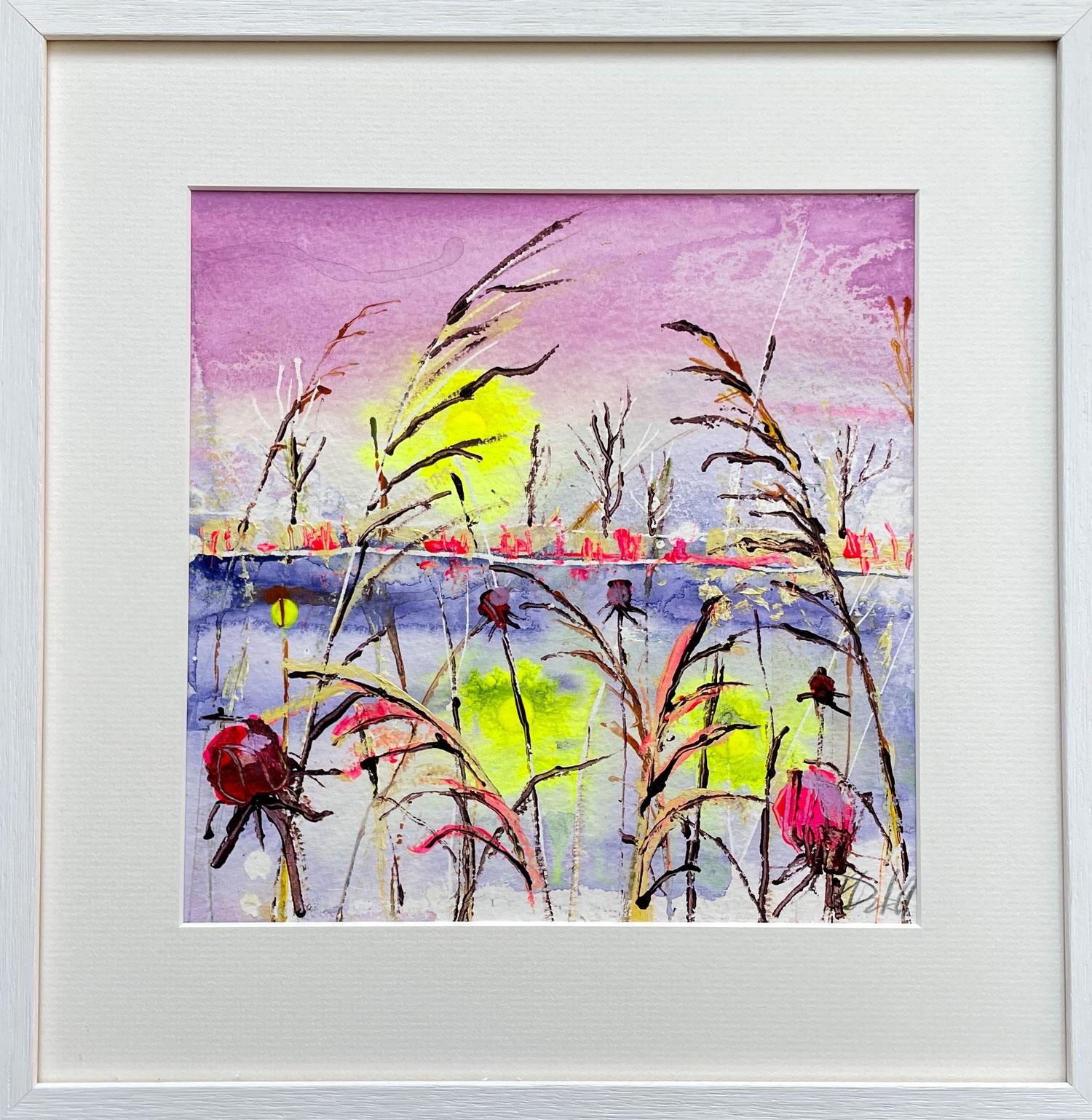 Dusk on the marshes. by Rachael Dalzell. Acrylic on paper. 1
